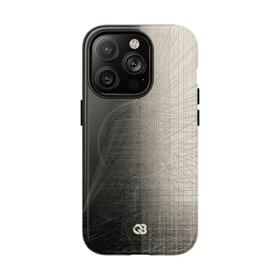 Beige Tough 2.0 Magsafe Phone Case for iPhone - Brutalist Graphite Grid