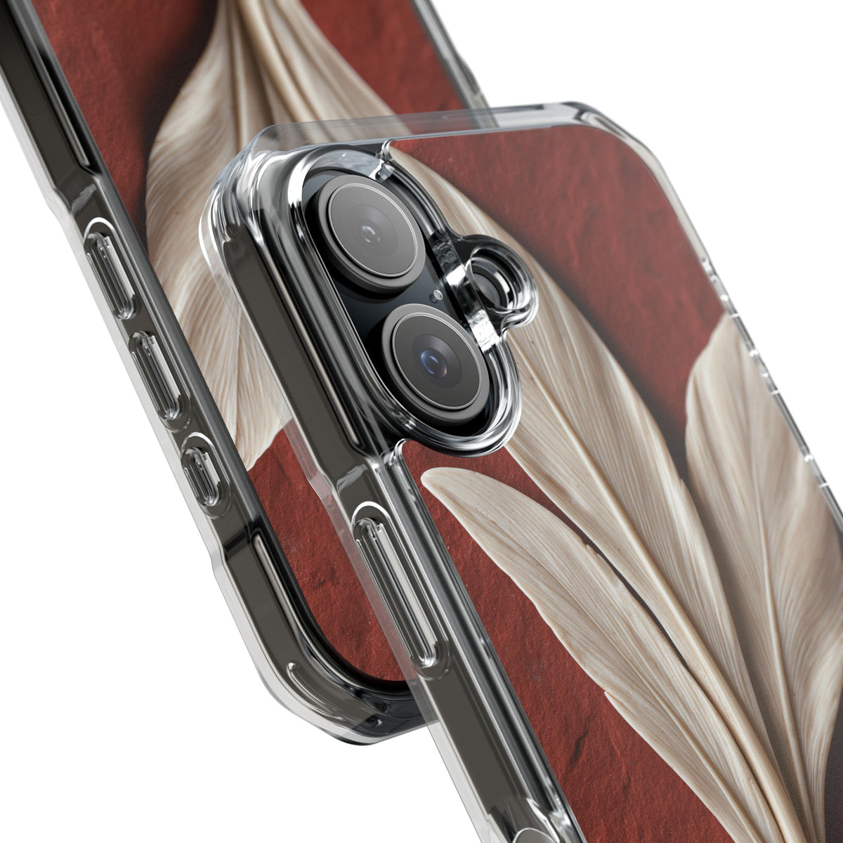 Carved Ivory Plume · Clear Impact Magnetic Phone Case for iPhone · Red