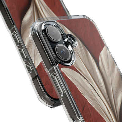Carved Ivory Plume · Clear Impact Magnetic Phone Case for iPhone · Red