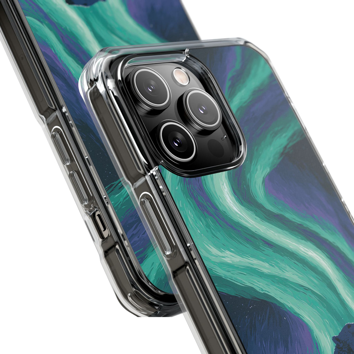 Arctic Aurora Bear · Clear Impact Magnetic Phone Case for iPhone · Teal
