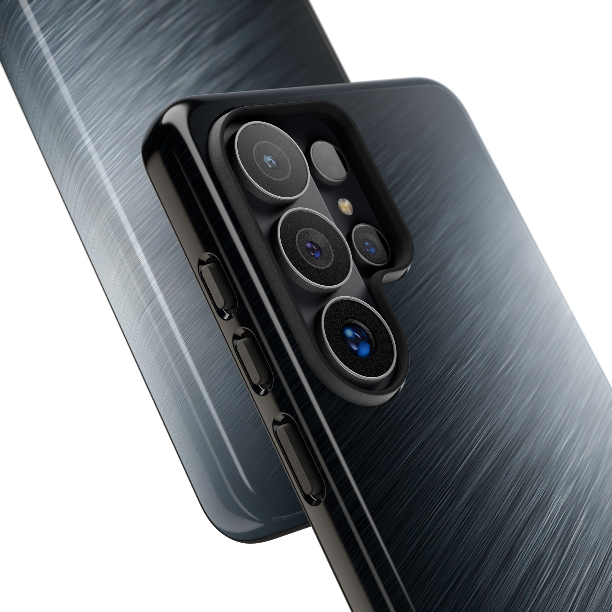Grey Tough Phone Case for Samsung - Charcoal Brushed Steel