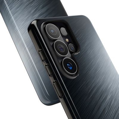 Grey Tough Phone Case for Samsung - Charcoal Brushed Steel