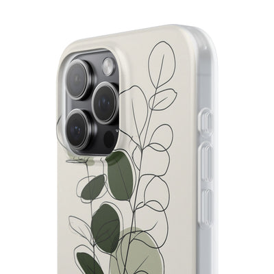 Green Lite Phone Case for iPhone - Muted Eucalyptus Sketch
