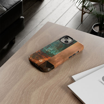 Teal Tough Phone Case for iPhone - Verdigris Copper Slab