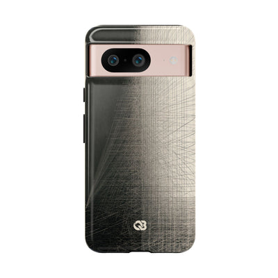 Beige Tough Phone Case for Google Pixel - Brutalist Graphite Grid