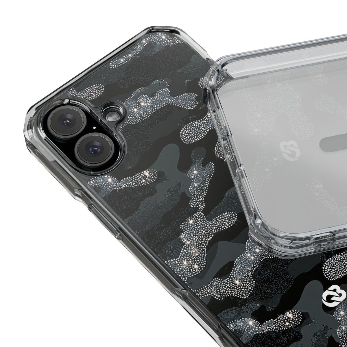 Glitter Shadow Camo · Clear Impact Magnetic Phone Case for iPhone · Black