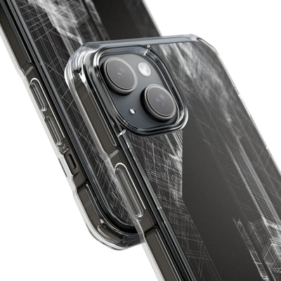 Black Impact MagSafe Phone Case for iPhone - Ghost Urban Wireframe