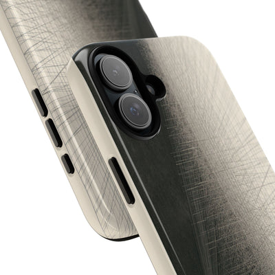 Beige Tough Phone Case for iPhone - Brutalist Graphite Grid