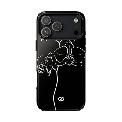 Black Tough Phone Case for iPhone - Noir Alabaster Orchid