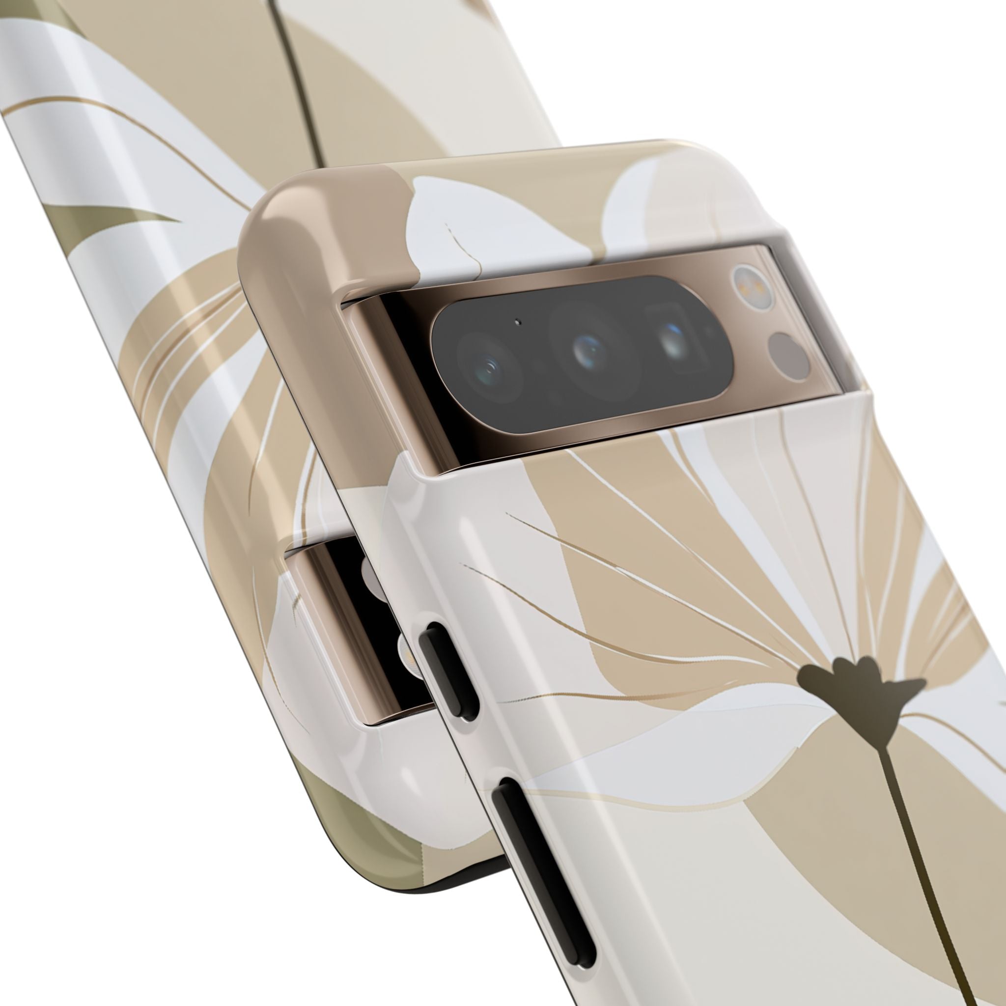 Beige Tough Phone Case for Google Pixel - Sage Linen Magnolia