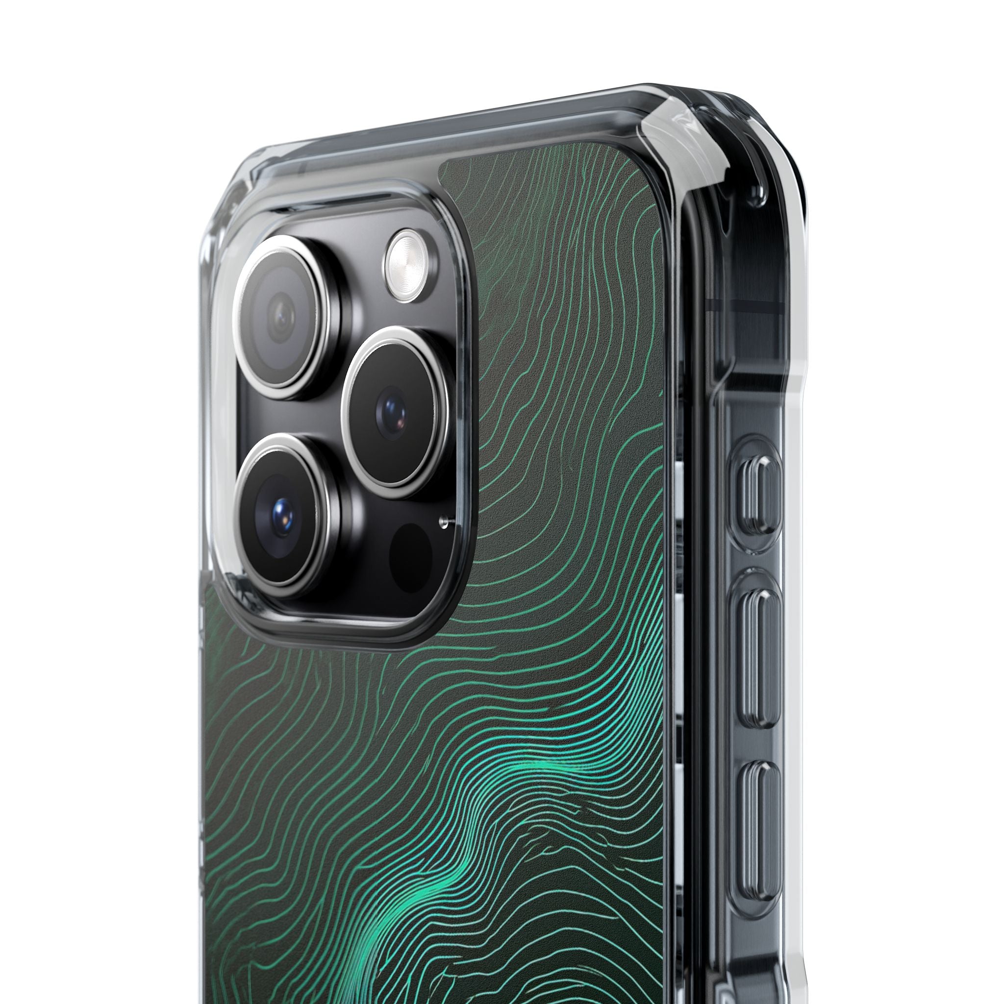 Teal Impact MagSafe Phone Case for iPhone - Neon Jade Contour