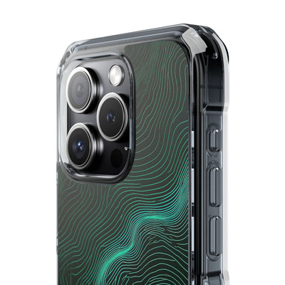 Teal Impact MagSafe Phone Case for iPhone - Neon Jade Contour