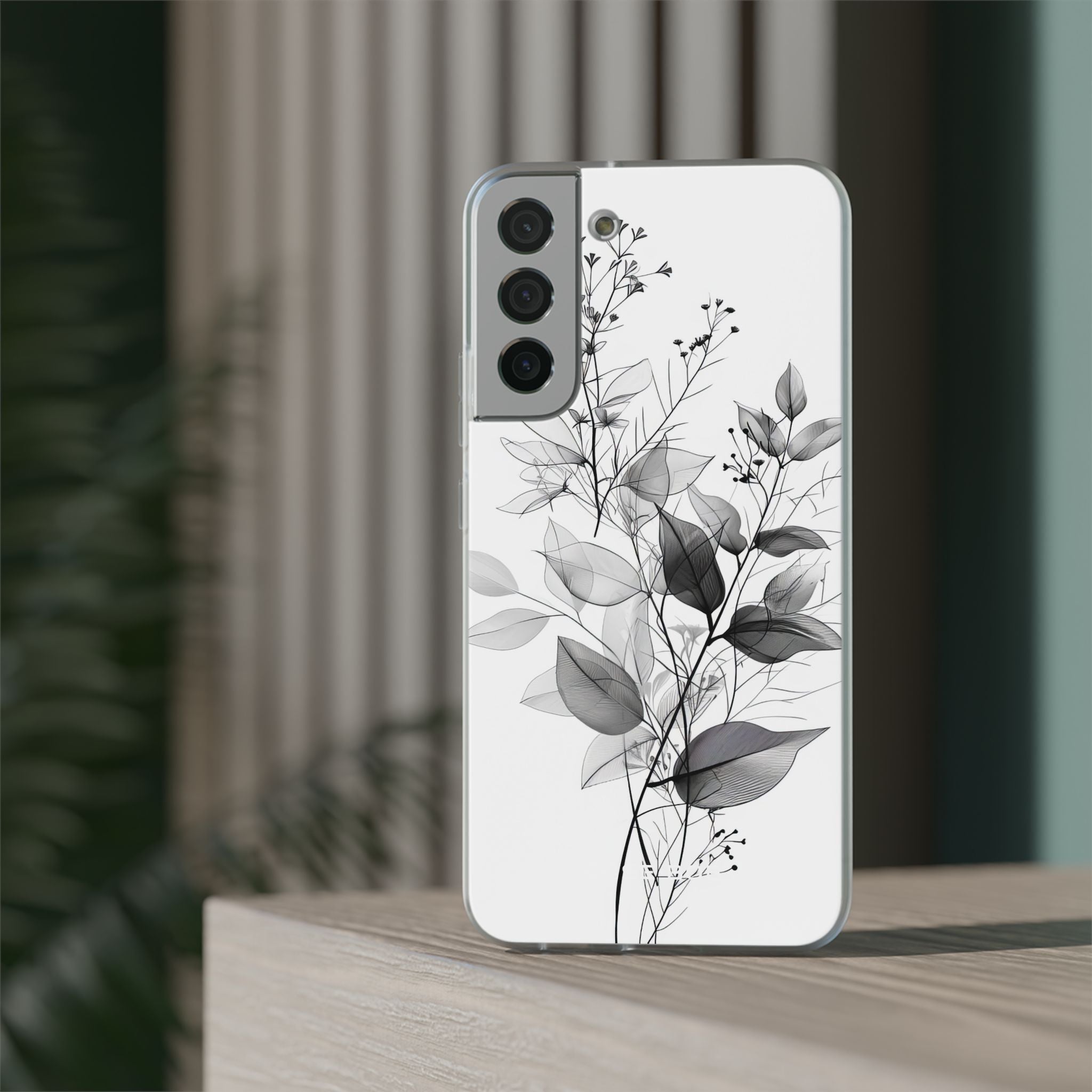 Veined Leaves Gray Samsung S22 Plus Case - Soft