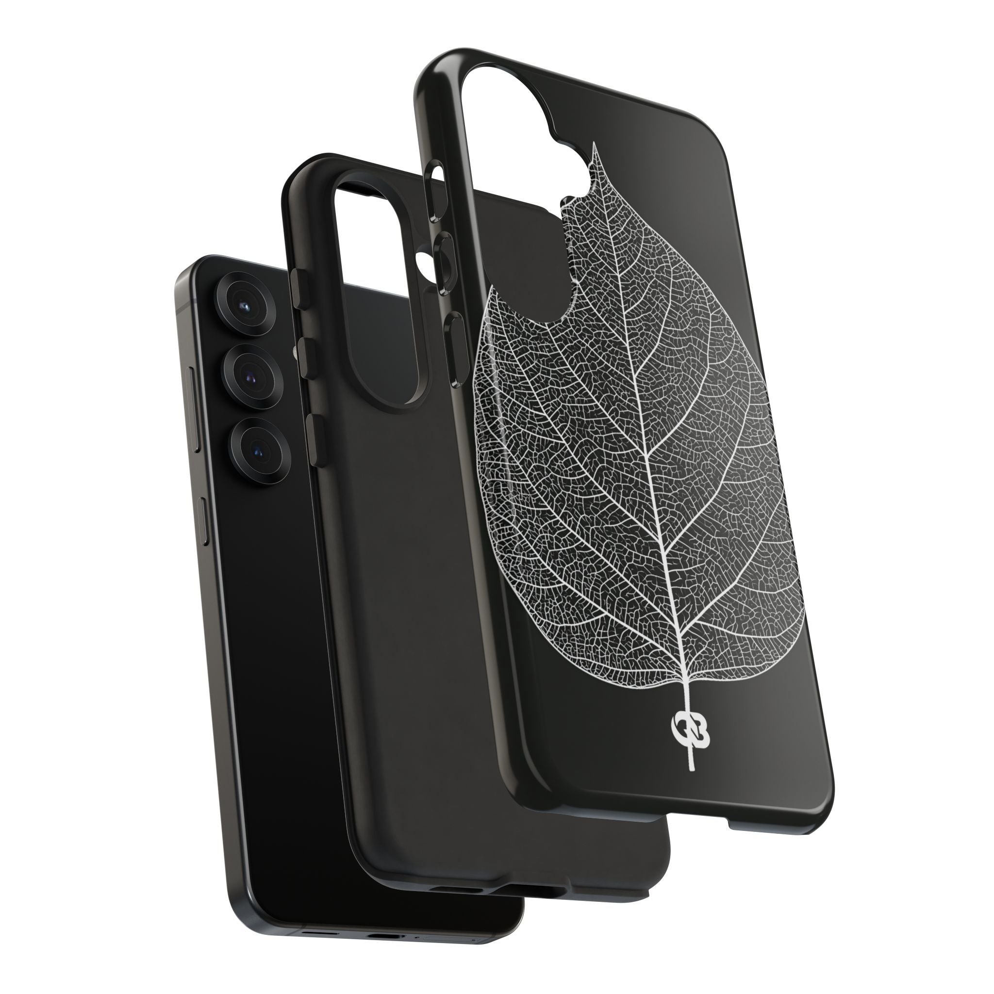 Black Tough Phone Case for Samsung - Bleached Leaf Lattice