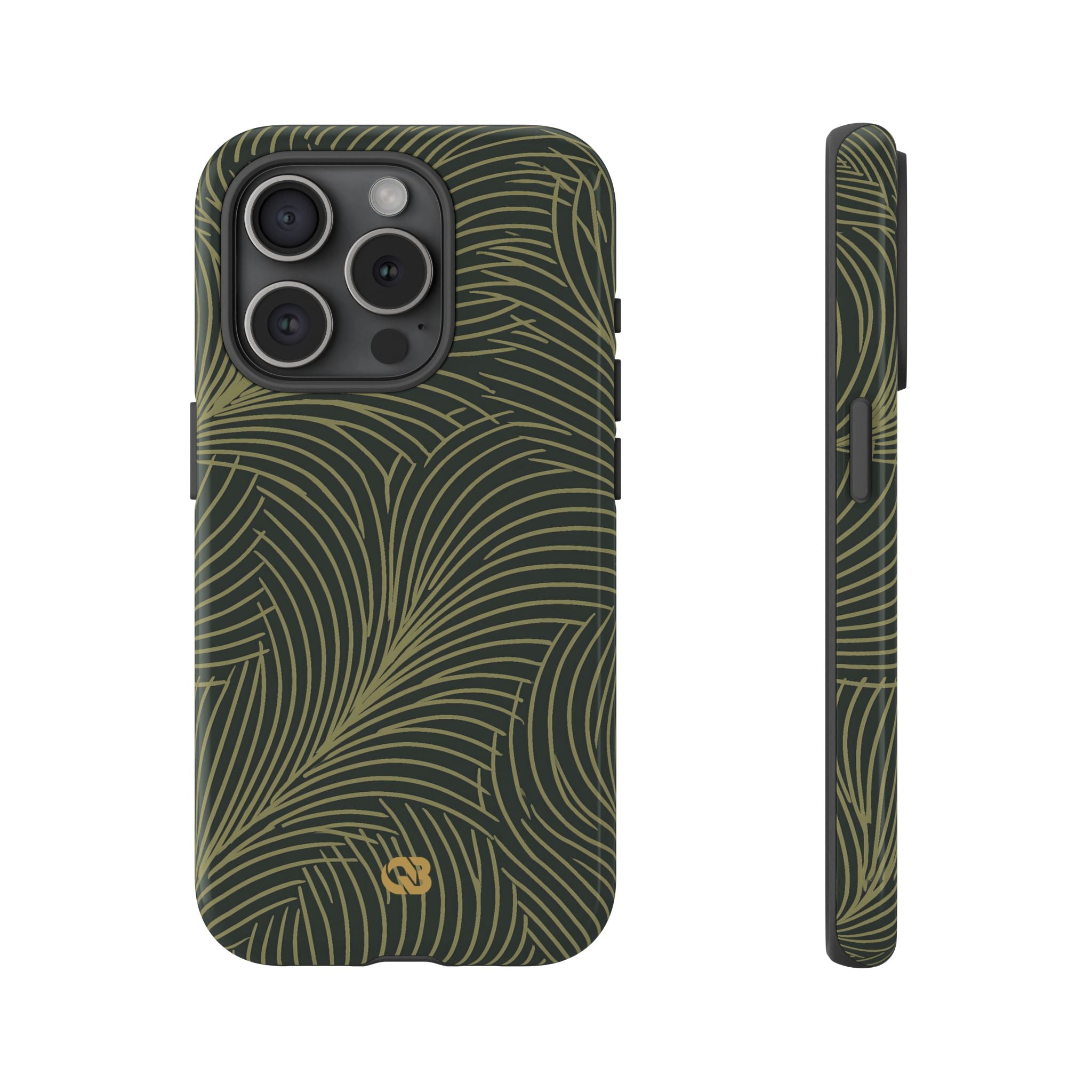 Green Tough Phone Case for iPhone - Dark Olive Plume