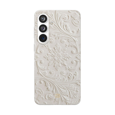 White Lite Phone Case for Samsung - Alabaster Floral Relief