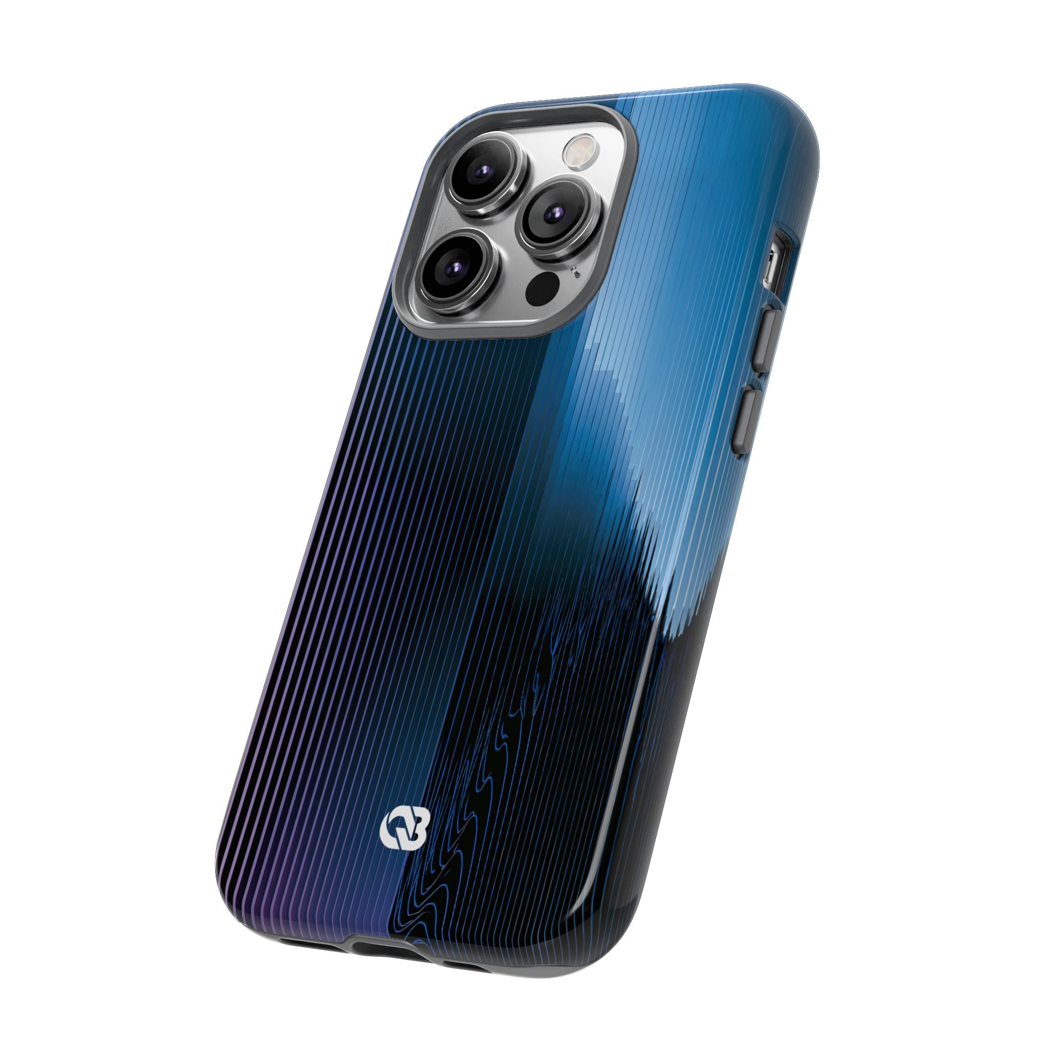 Blue Tough Phone Case for iPhone - Indigo Distortion Wave