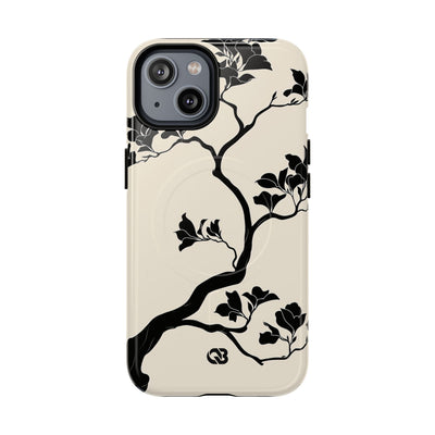 Beige Tough 2.0 Magsafe Phone Case for iPhone - Obsidian Bonsai Silhouette