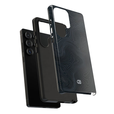 Black Tough Phone Case for Samsung - Obsidian Ridge Topo
