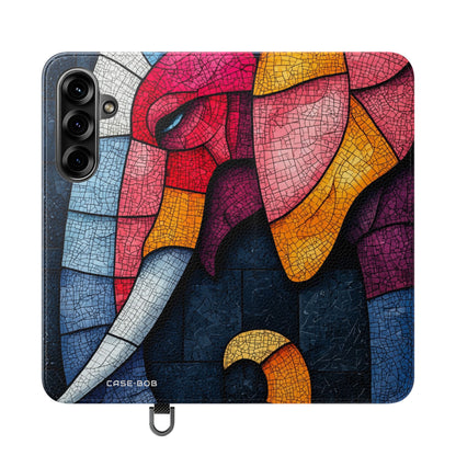 Blue Mosaic Elephant - Samsung S25+ Case - Wallet