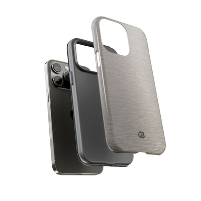 Grey Tough Phone Case for iPhone - Brushed Nickel Linen