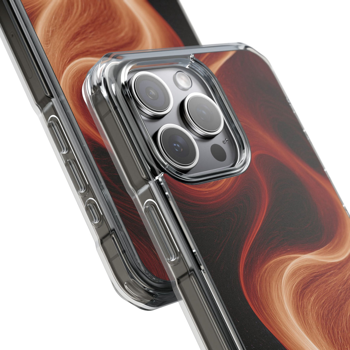 Solar Ember Flow · Clear Impact Magnetic Phone Case for iPhone · Orange