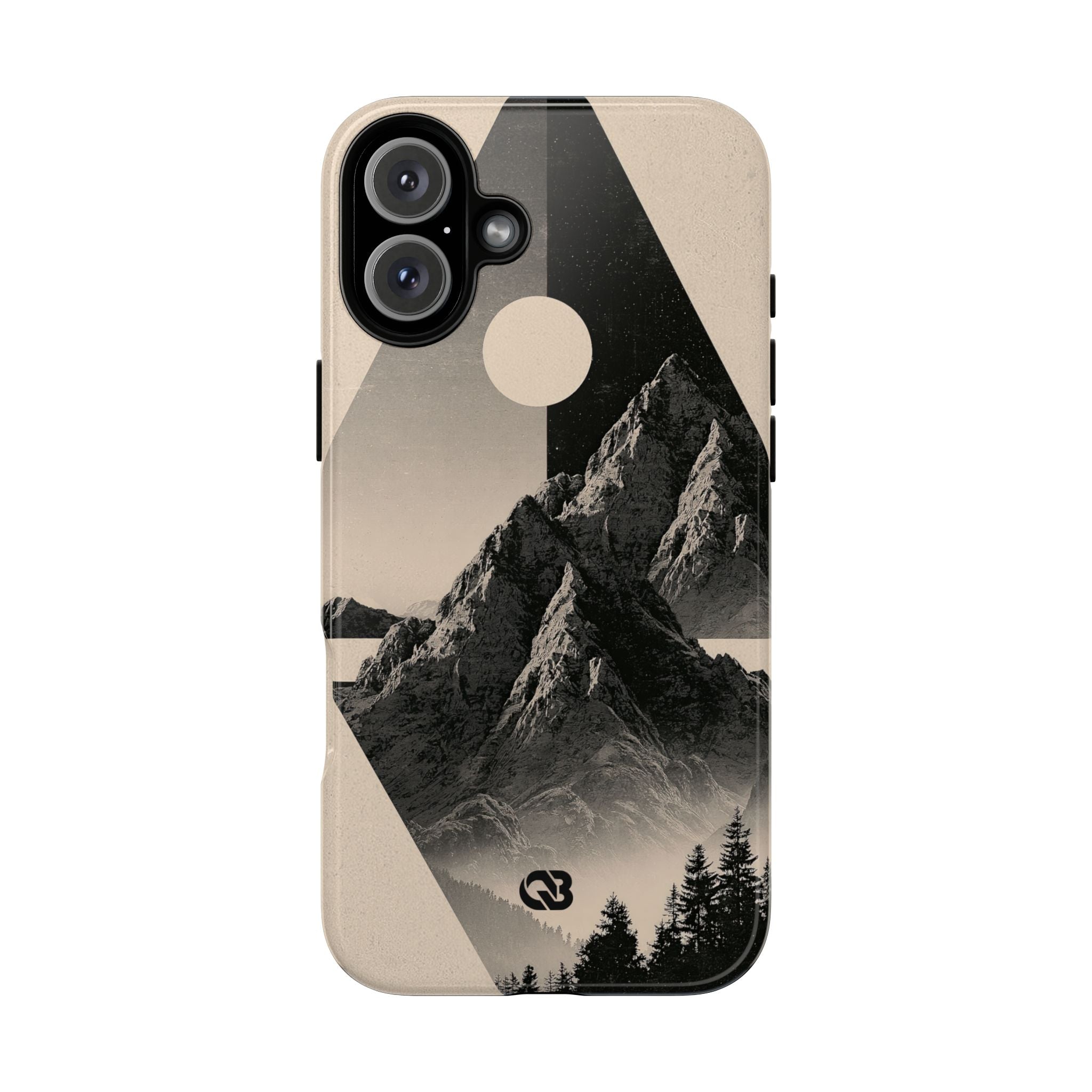 Beige Tough Phone Case for iPhone - Obsidian Summit Parchment
