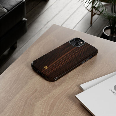 Brown Tough Phone Case for iPhone - Burnished Mahogany Grain
