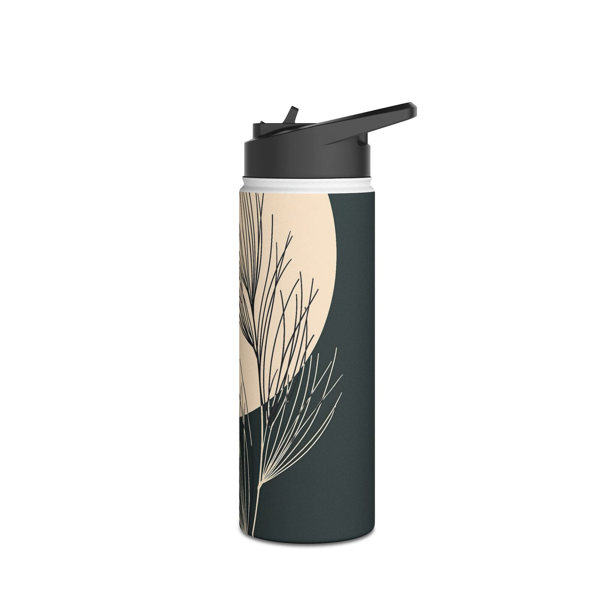 Botanical Crescent Linework · Insulated Water Bottle · Green