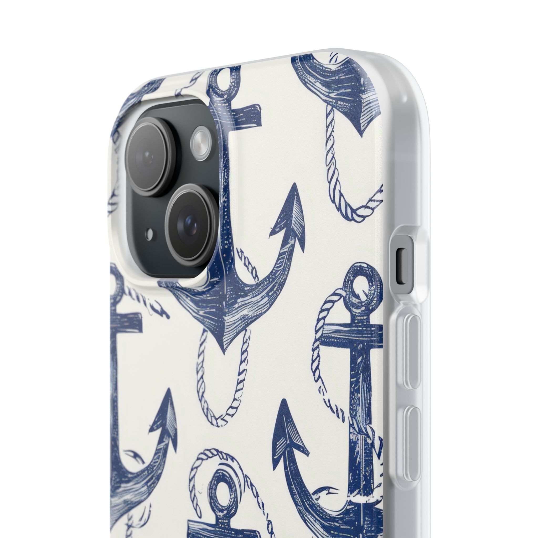 Navy Anchor Loop iPhone 15 Case - Soft