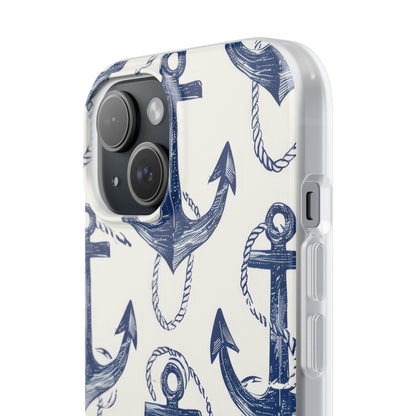 Navy Anchor Loop iPhone 15 Case - Soft