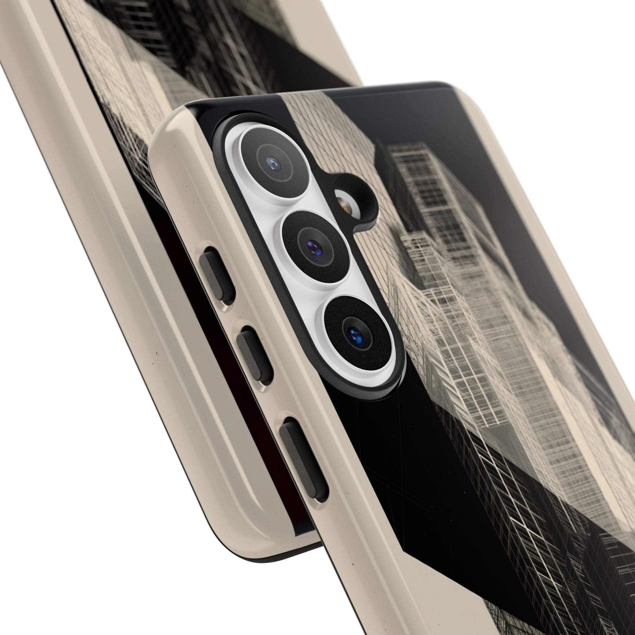 Beige Tough Phone Case for Samsung - Monolith Urban Grid