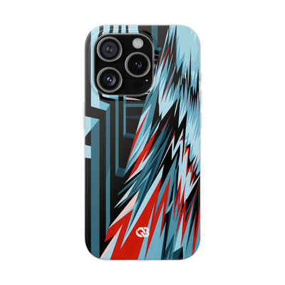 Blue Lite Phone Case for iPhone - Glitch Peak Cyan