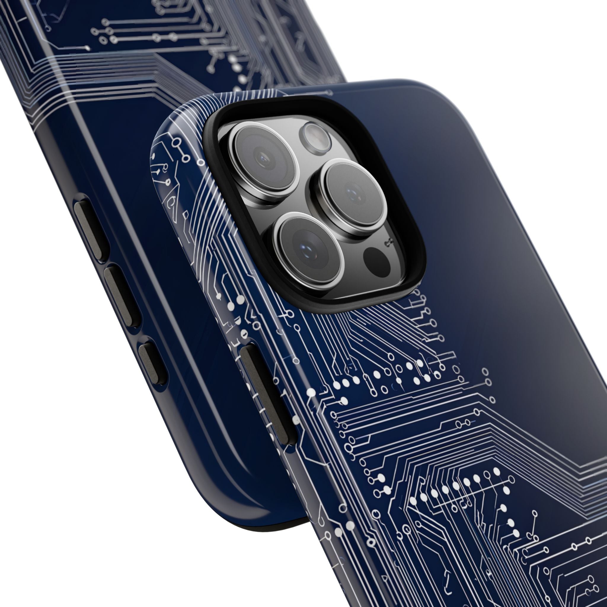 Blue Tough Phone Case for iPhone - Cobalt Data Stream