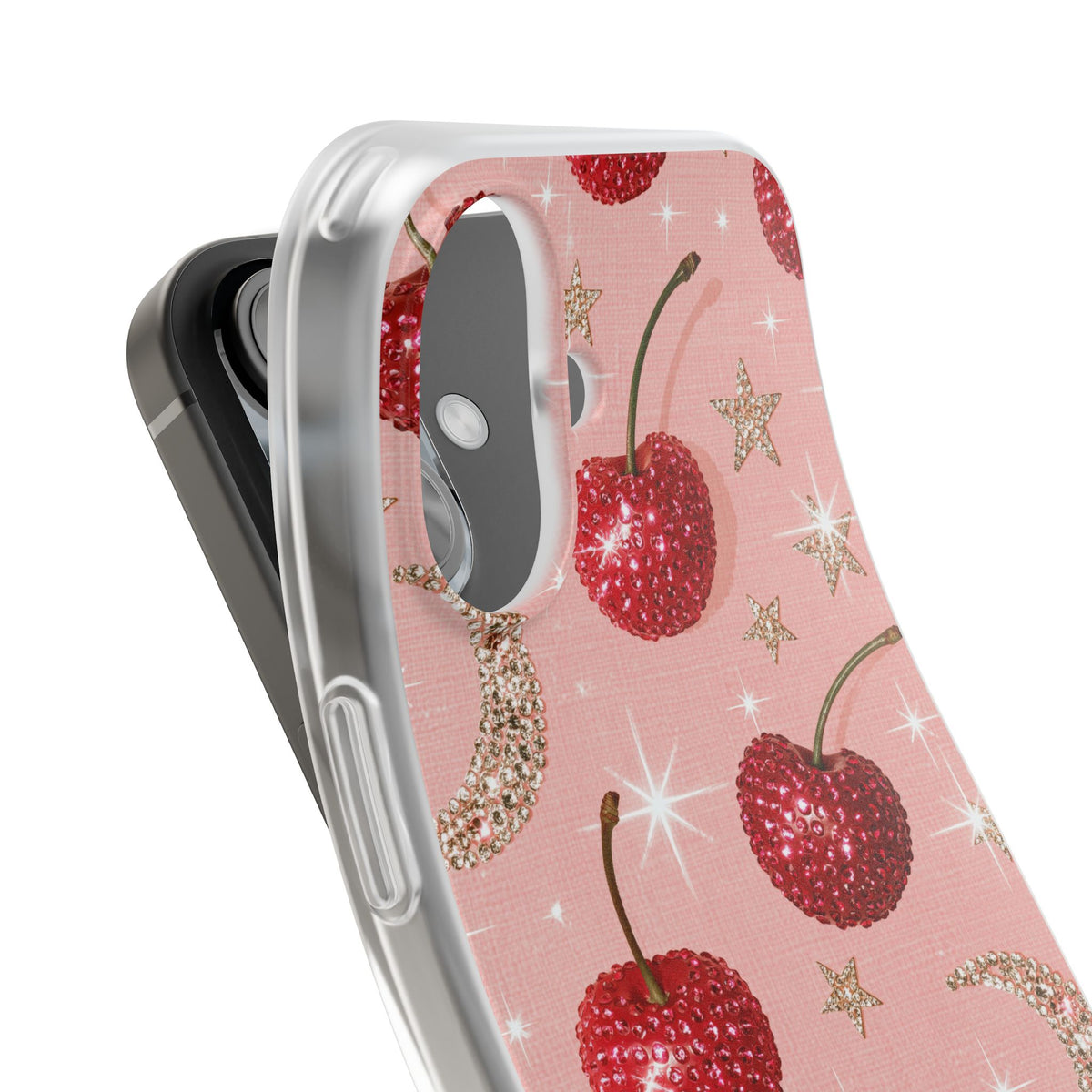Bedazzled Ruby Cherries · Lite Phone Case for iPhone ·  Pink