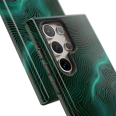 Teal Tough Phone Case for Samsung - Neon Jade Contour