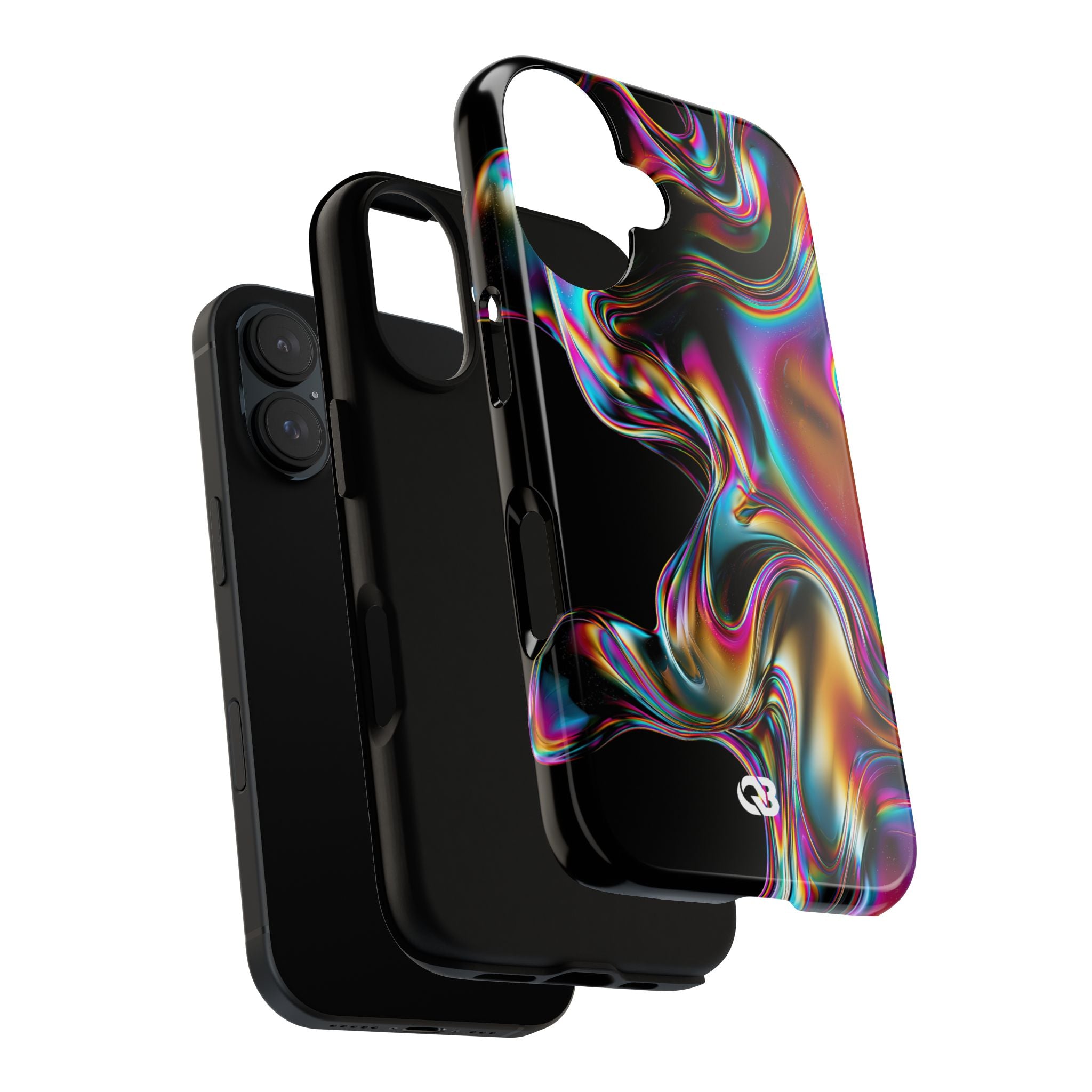 Purple Tough Phone Case for iPhone - Liquid Neon Chrome