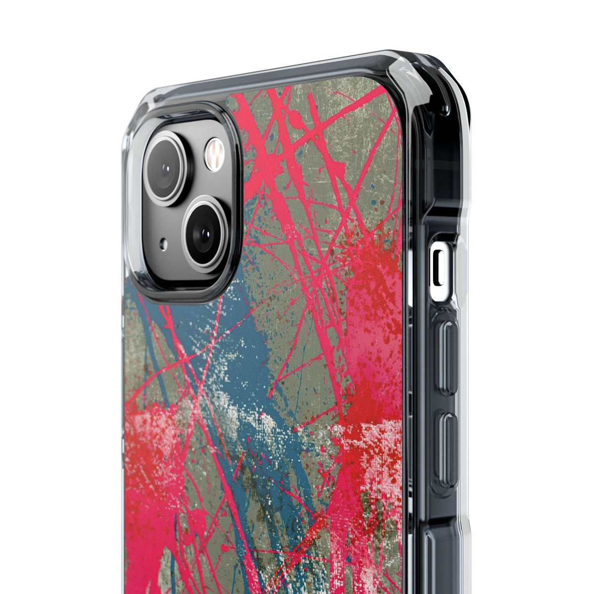 Neon Static Drip · Clear Impact Magnetic Phone Case for iPhone · Pink