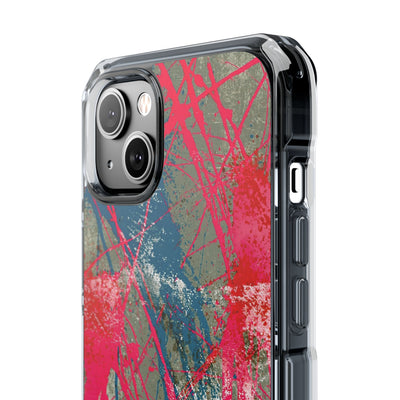 Neon Static Drip · Clear Impact Magnetic Phone Case for iPhone · Pink