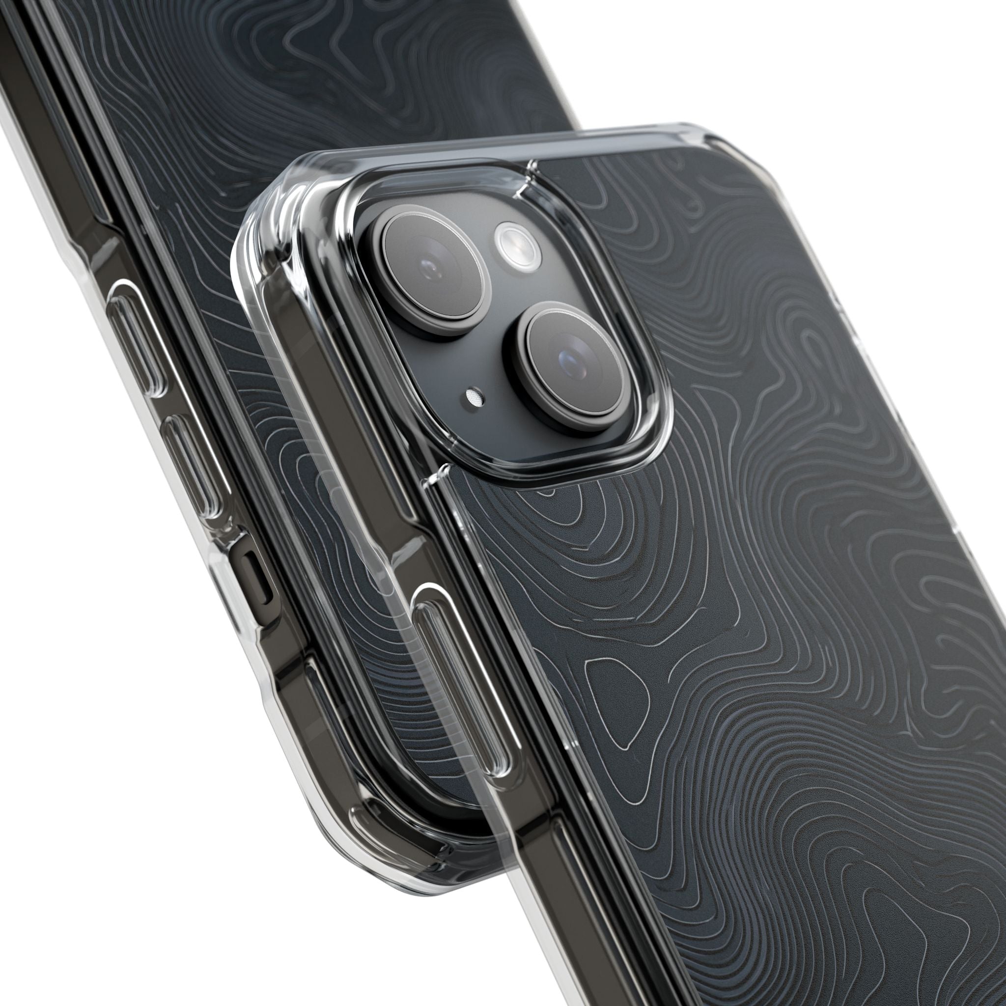Black Impact MagSafe Phone Case for iPhone - Obsidian Ridge Topo