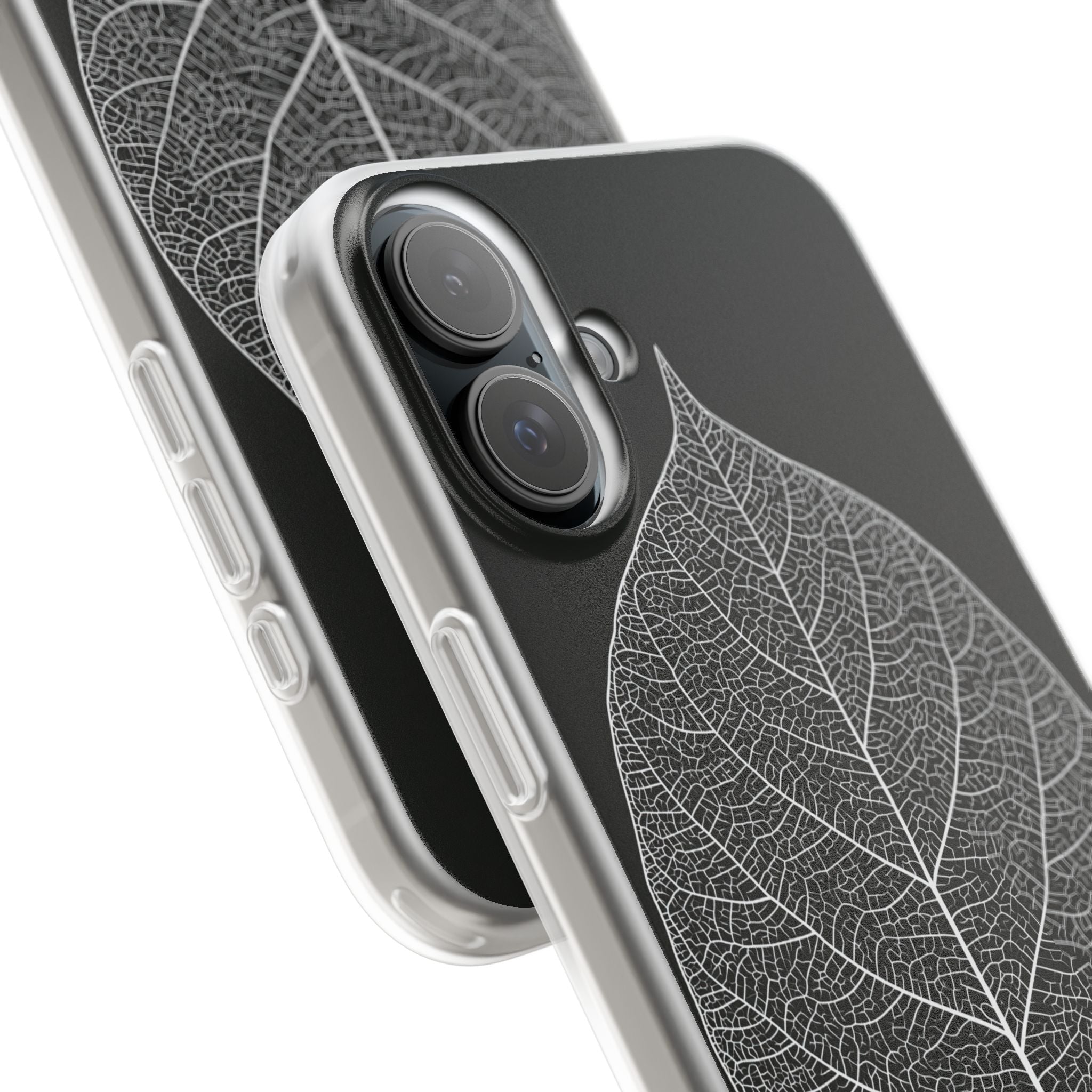 Black Lite Phone Case for iPhone - Bleached Leaf Lattice