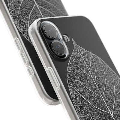 Black Lite Phone Case for iPhone - Bleached Leaf Lattice