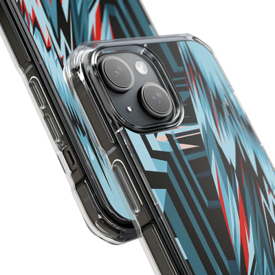 Blue Impact MagSafe Phone Case for iPhone - Glitch Peak Cyan