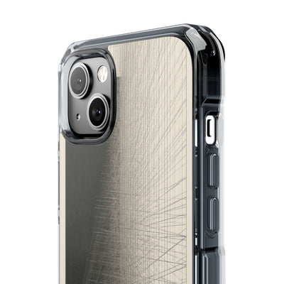 Beige Impact MagSafe Phone Case for iPhone - Brutalist Graphite Grid