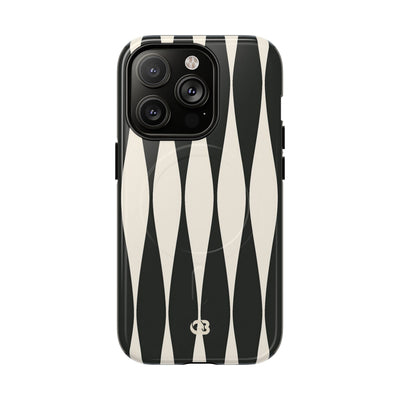 Black Tough 2.0 Magsafe Phone Case for iPhone - Ivory Spindle Grid