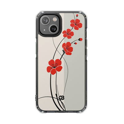 Beige Impact MagSafe Phone Case for iPhone - Scarlet Ink Petals