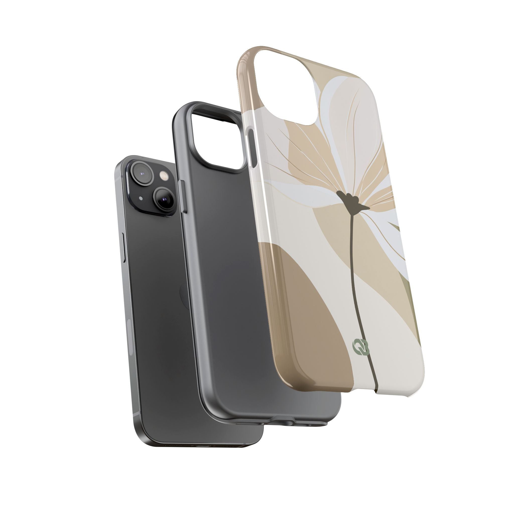 Beige Tough Phone Case for iPhone - Sage Linen Magnolia