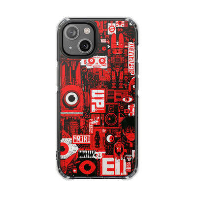 Neo Mecha Collage · Clear Impact Magnetic Phone Case for iPhone · Red