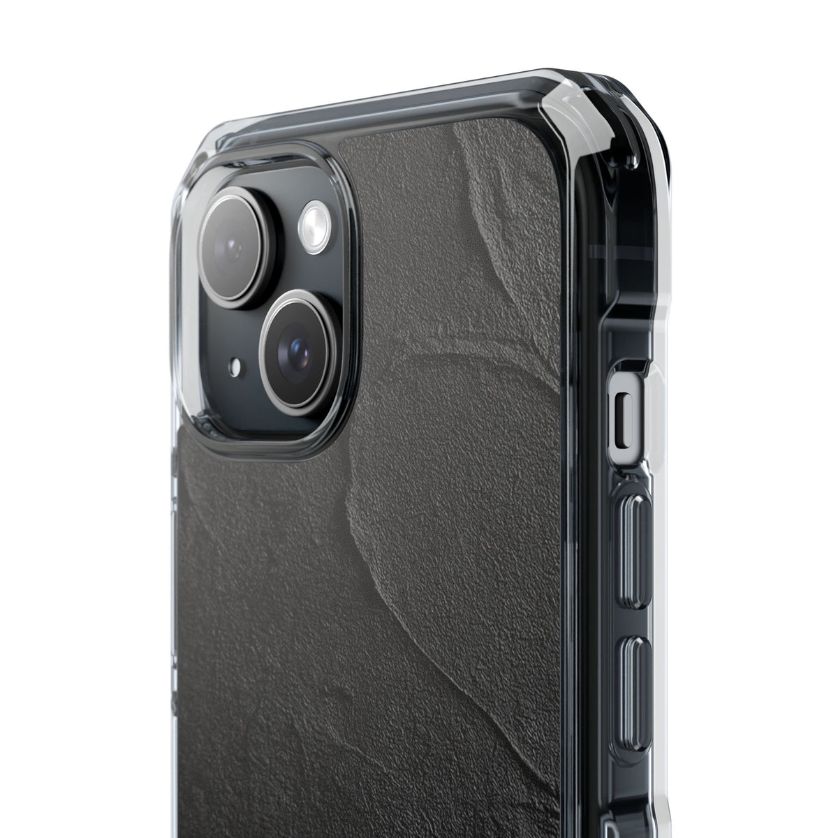 Obsidian Stucco Relief · Clear Impact Magnetic Phone Case for iPhone ·  Black