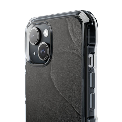 Obsidian Stucco Relief · Clear Impact Magnetic Phone Case for iPhone ·  Black